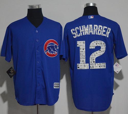 Cubs #12 Kyle Schwarber Blue Spring Training Authentic Flex Base Stitched MLB Jersey - Click Image to Close